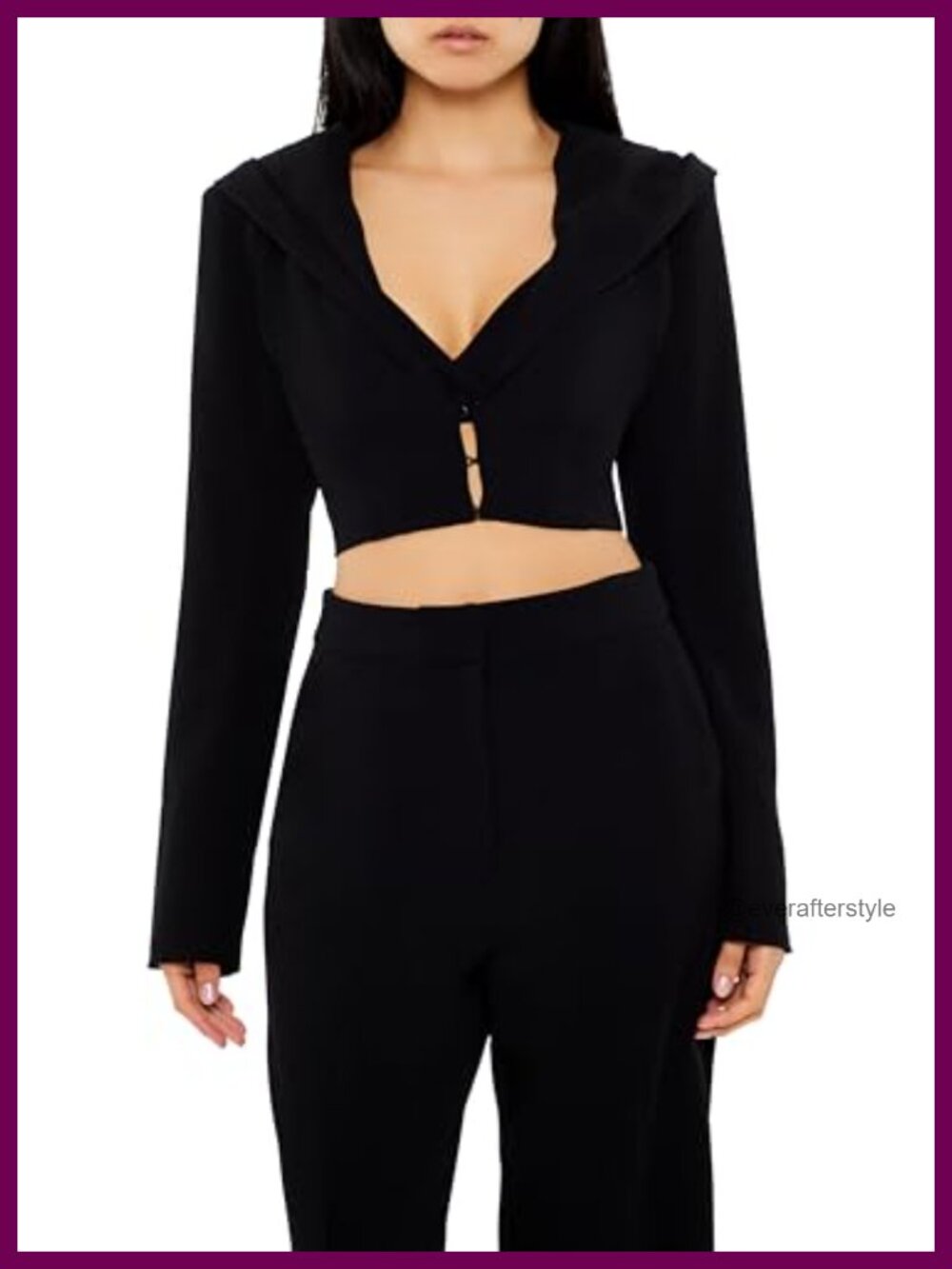 Forever 21 Polyester Plunging Hooded Cropped Blazer Casual Coat